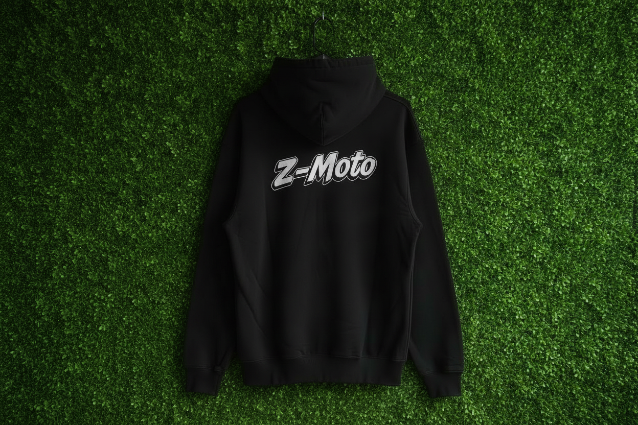 Black Z-Moto Hoodie - Bright Grass Background