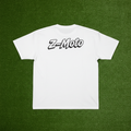 Z-Moto White T-Shirt Back Logo on Artificial Grass